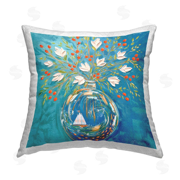Stupell Industries Estelle Grengs | Sailing Ship Flower Vase Printed Throw Pillow