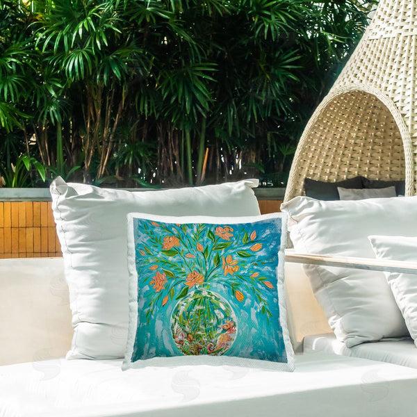 Stupell Industries Estelle Grengs | Seahorse Fish Bowl Bouquet Printed Throw Pillow