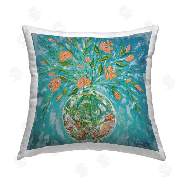 stupell industries Estelle Grengs | Seahorse Fish Bowl Bouquet Printed Throw Pillow