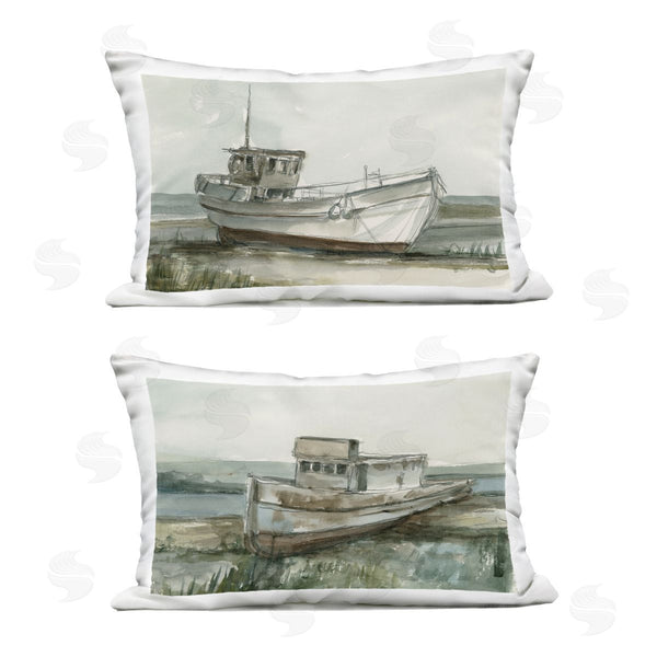 Stupell Industries Ethan Harper | Abandoned Fishing Boats Printed Throw Pillow Set
