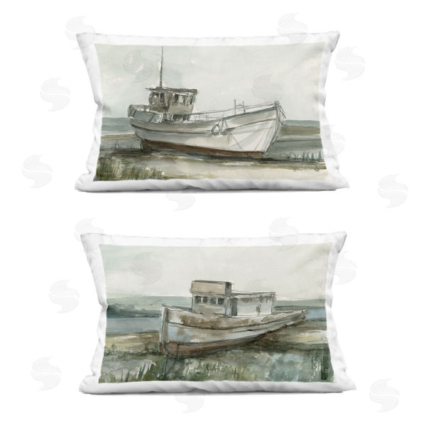 stupell industries Ethan Harper | Abandoned Fishing Boats Printed Throw Pillow Set
