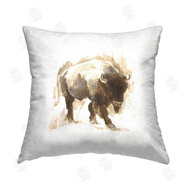 Stupell Industries Ethan Harper | Abstract Bison Stepping Printed Throw Pillow