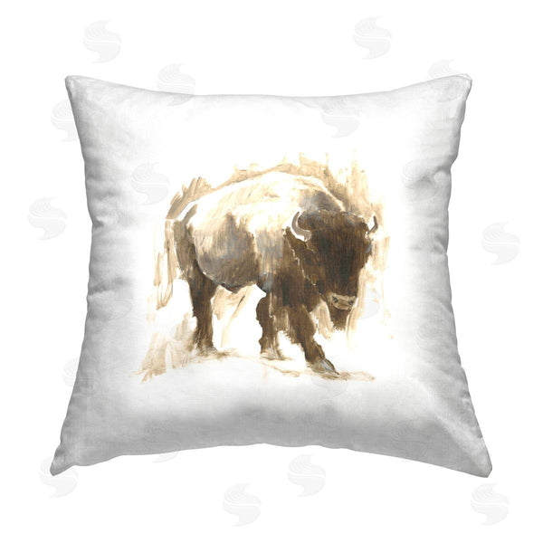 stupell industries Ethan Harper | Abstract Bison Stepping Printed Throw Pillow