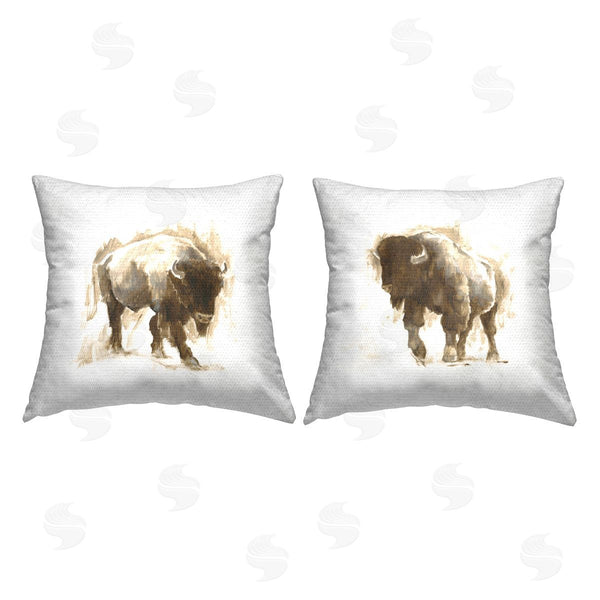 Stupell Industries Ethan Harper | Abstract Brown Bison Printed Throw Pillow Set
