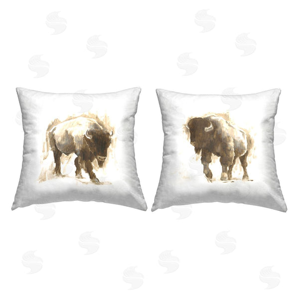 stupell industries Ethan Harper | Abstract Brown Bison Printed Throw Pillow Set