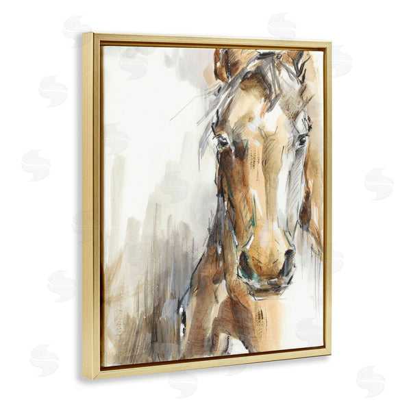 Stupell Industries Ethan Harper | Abstract Brown Horse Portrait