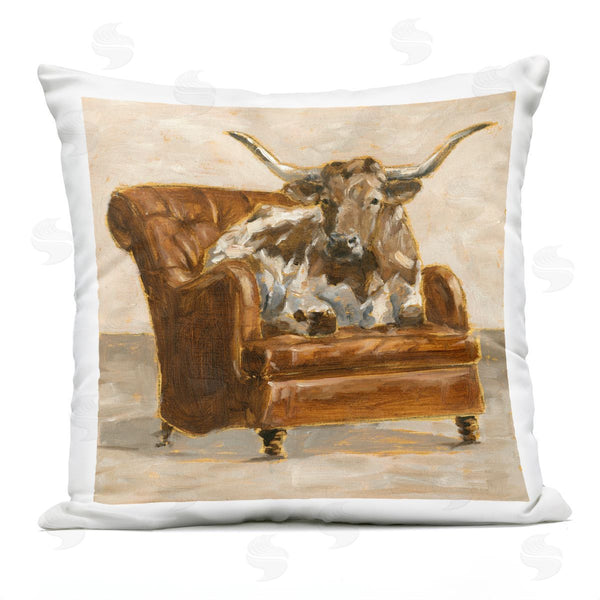 Stupell Industries Ethan Harper | Abstract Bull Livingroom Chair Brown Orange Printed Throw Pillow