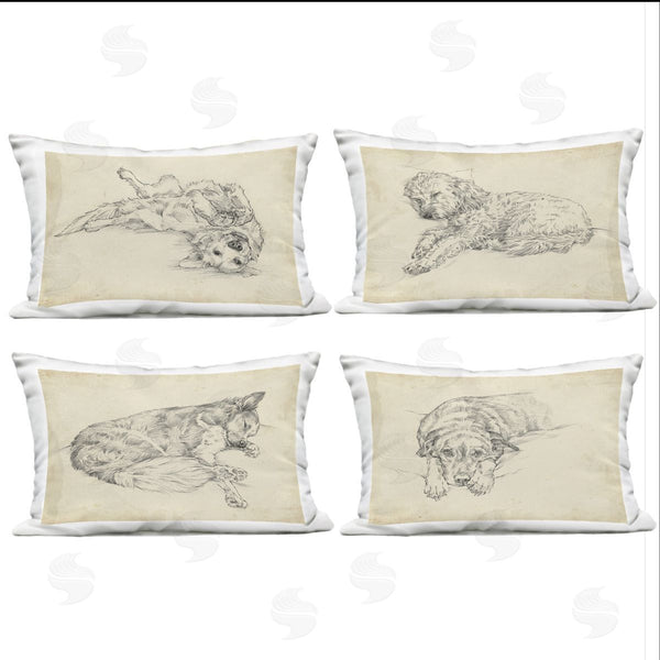 Stupell Industries Ethan Harper | Antique Dog Sketch Printed Throw Pillow Set
