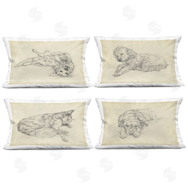 stupell industries Ethan Harper | Antique Dog Sketch Printed Throw Pillow Set