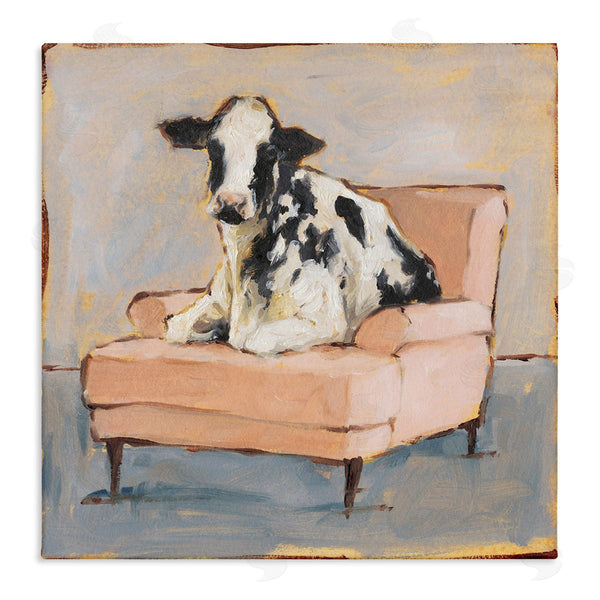 stupell industries Ethan Harper | Baby Cow on Pink Couch
