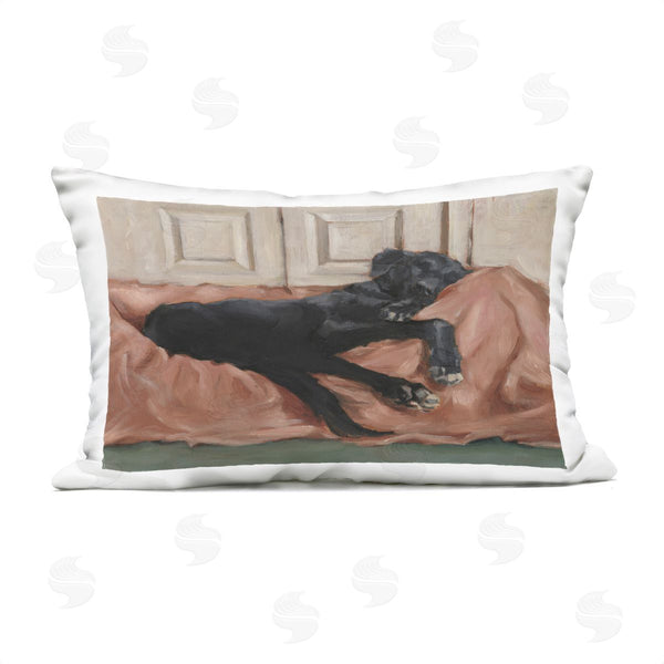 Stupell Industries Ethan Harper | Black Lab Dozing Off Printed Throw Pillow
