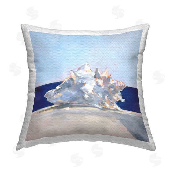 Stupell Industries Ethan Harper | Blue Modern Conch Shell Printed Throw Pillow