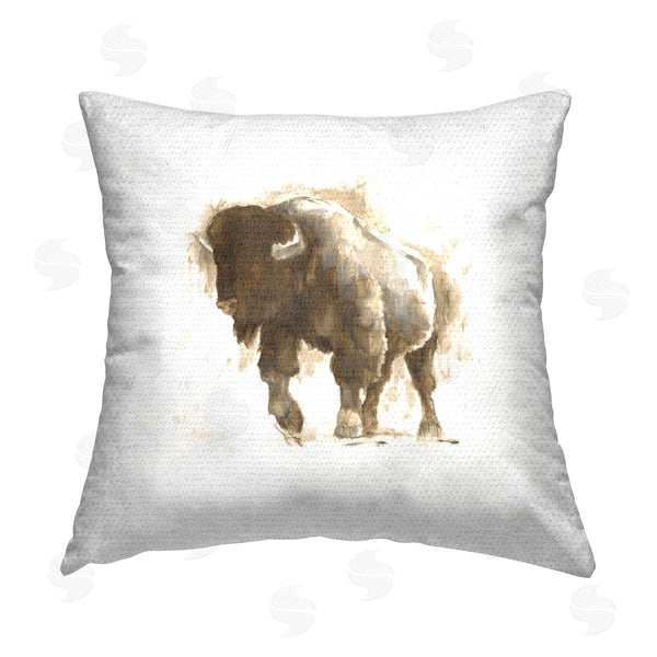 Stupell Industries Ethan Harper | Brown Bison Wildlife Printed Throw Pillow