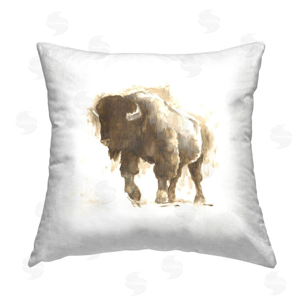 stupell industries Ethan Harper | Brown Bison Wildlife Printed Throw Pillow