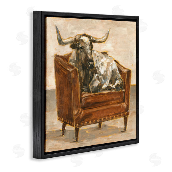 Stupell Industries Ethan Harper | Brown Bull Resting In Chair Painting