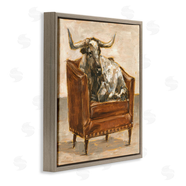 Stupell Industries Ethan Harper | Brown Bull Resting In Chair Painting