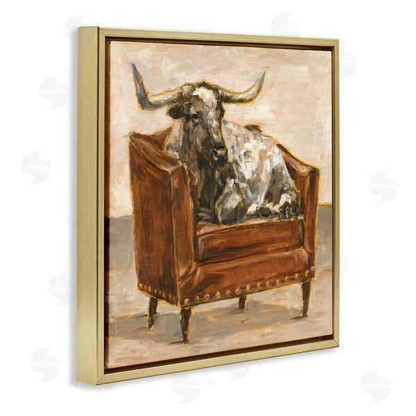 Stupell Industries Ethan Harper | Brown Bull Resting In Chair Painting