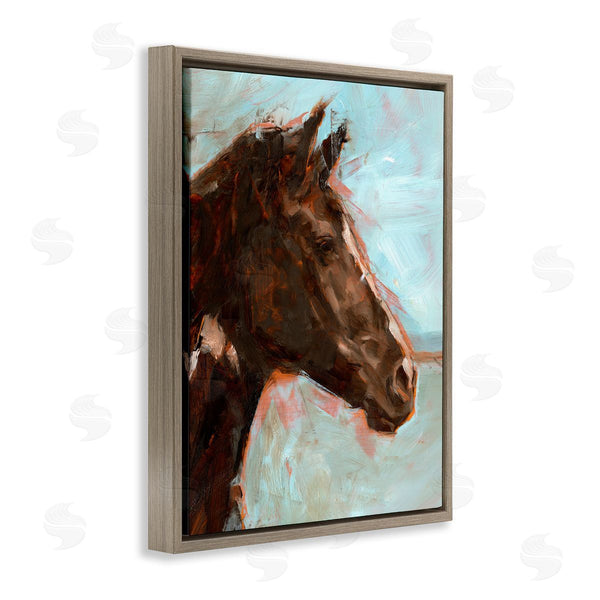 Stupell Industries Ethan Harper | Brown Horse On Blue