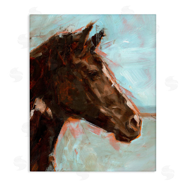 stupell industries Ethan Harper | Brown Horse on Blue