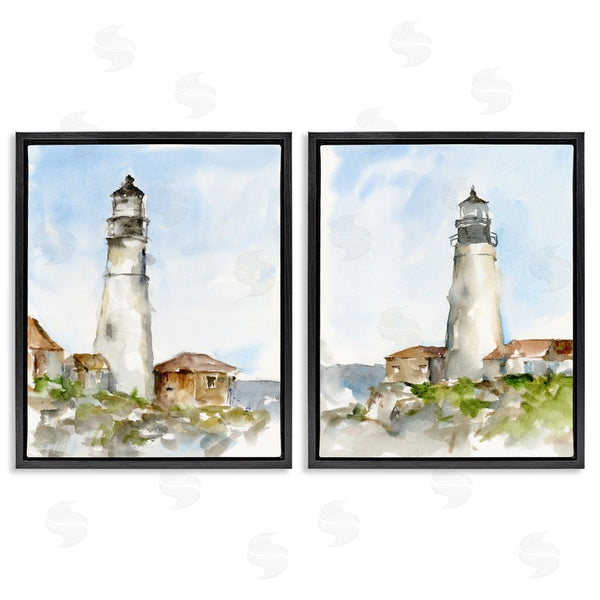 Stupell Industries Ethan Harper | Coastal Cliffside Lighthouse Study Wall Art