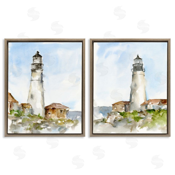 Stupell Industries Ethan Harper | Coastal Cliffside Lighthouse Study Wall Art