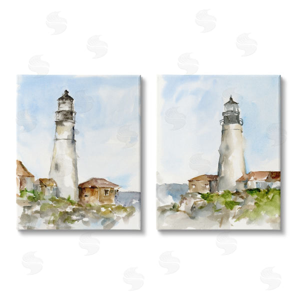 stupell industries Ethan Harper | Coastal Cliffside Lighthouse Study Wall Art