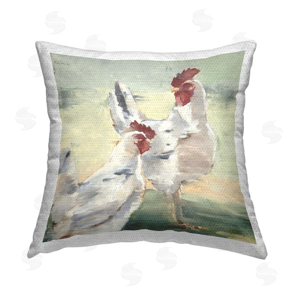 Stupell Industries Ethan Harper | Country Chickens Farm Animal Hens Printed Throw Pillow
