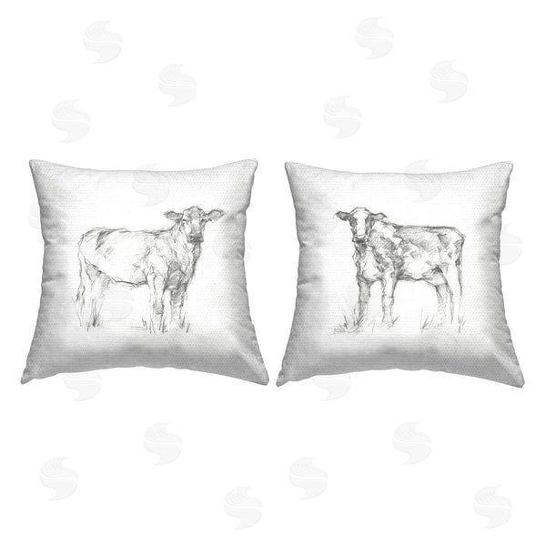 Stupell Industries Ethan Harper | Cows In Sketched Style Printed Throw Pillow Set