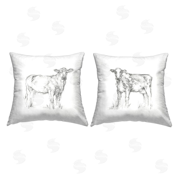 stupell industries Ethan Harper | Cows in Sketched Style Printed Throw Pillow Set