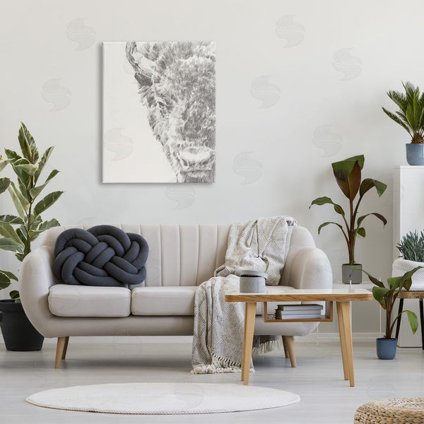 Stupell Industries Ethan Harper | Detailed Graphite Bison Rural Farm Drawing Wall Art