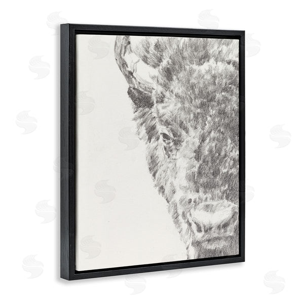 Stupell Industries Ethan Harper | Detailed Graphite Bison Rural Farm Drawing Wall Art