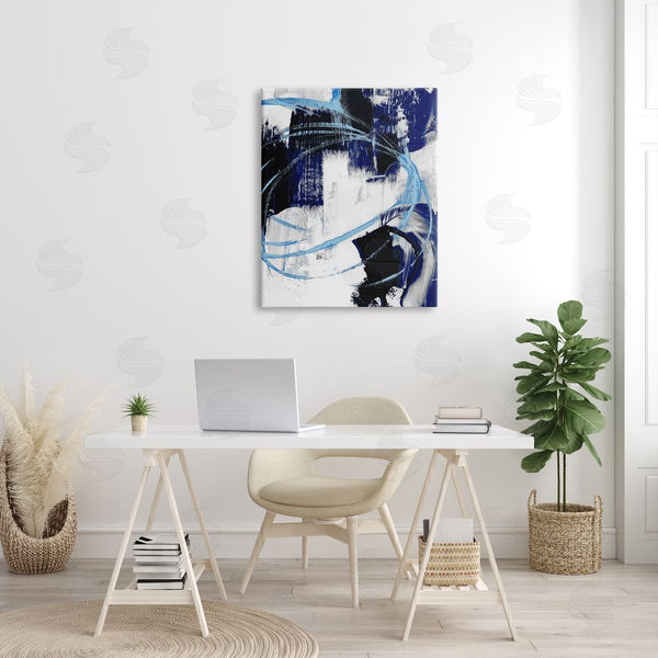 Stupell Industries Ethan Harper | Energetic Blue Indigo Line Abstraction Chaotic Shapes Wall Art