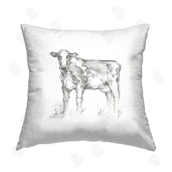 Stupell Industries Ethan Harper | Farm Cow Drawing Printed Throw Pillow