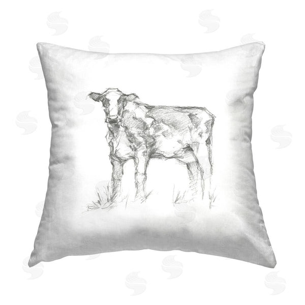 stupell industries Ethan Harper | Farm Cow Drawing Printed Throw Pillow