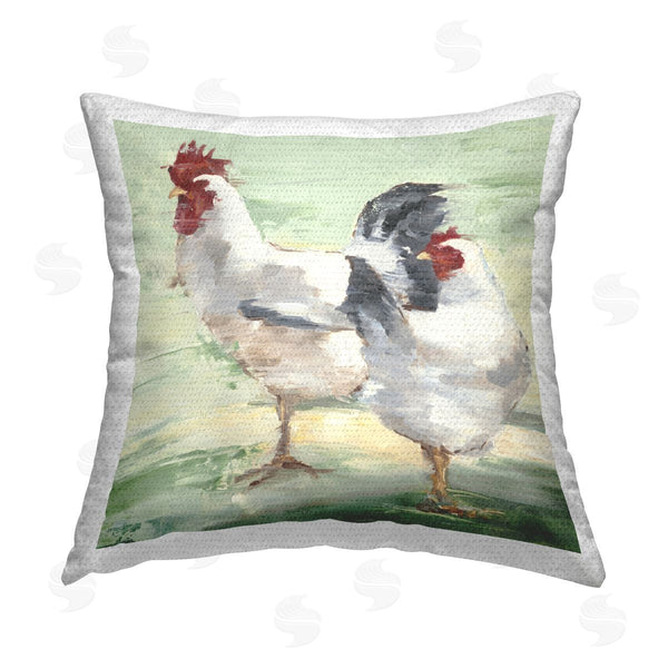 Stupell Industries Ethan Harper | Farm Hens Abstract Animals Printed Throw Pillow