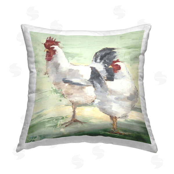 stupell industries Ethan Harper | Farm Hens Abstract Animals Printed Throw Pillow