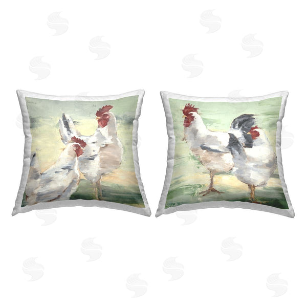 stupell industries Ethan Harper | Farmhouse Hens Chickens Animals Printed Throw Pillow Set