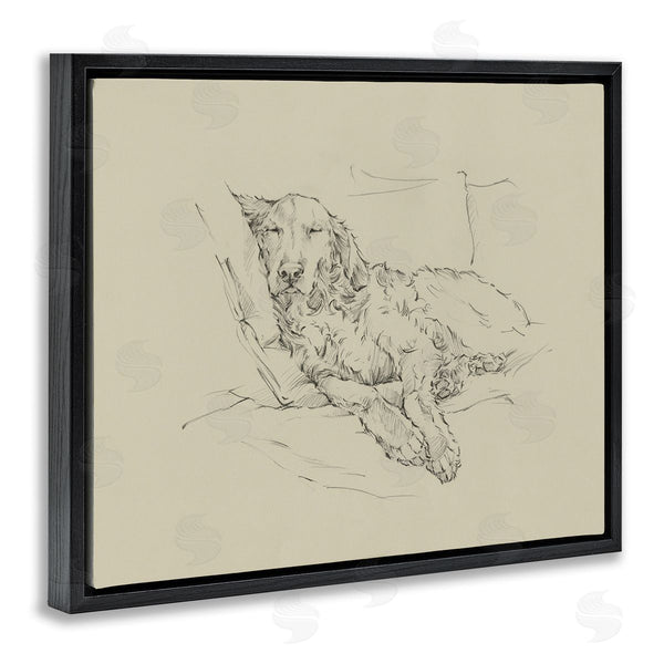 Stupell Industries Ethan Harper | Fluffy Retriever Napping Dog Sketch Wall Art