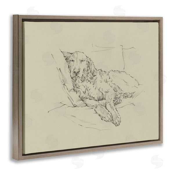 Stupell Industries Ethan Harper | Fluffy Retriever Napping Dog Sketch Wall Art