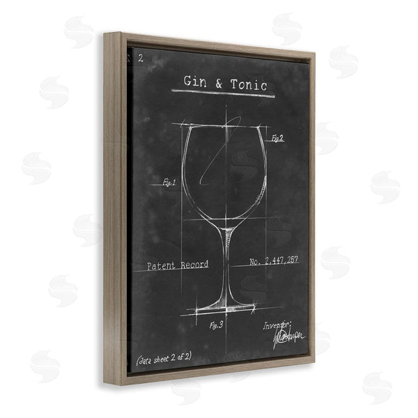 Stupell Industries Ethan Harper | Gin & Tonic Cocktail Wineglass Blueprint Diagram Design Wall Art