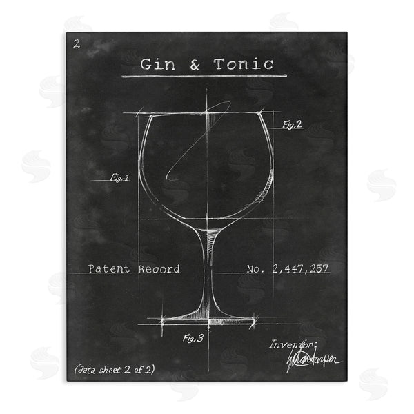 stupell industries Ethan Harper | Gin & Tonic Cocktail Wineglass Blueprint Diagram Design Wall Art