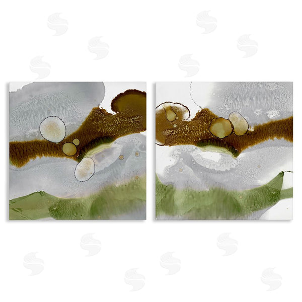 stupell industries Ethan Harper | Gold Green Liquid Abstract Paintings Wall Art