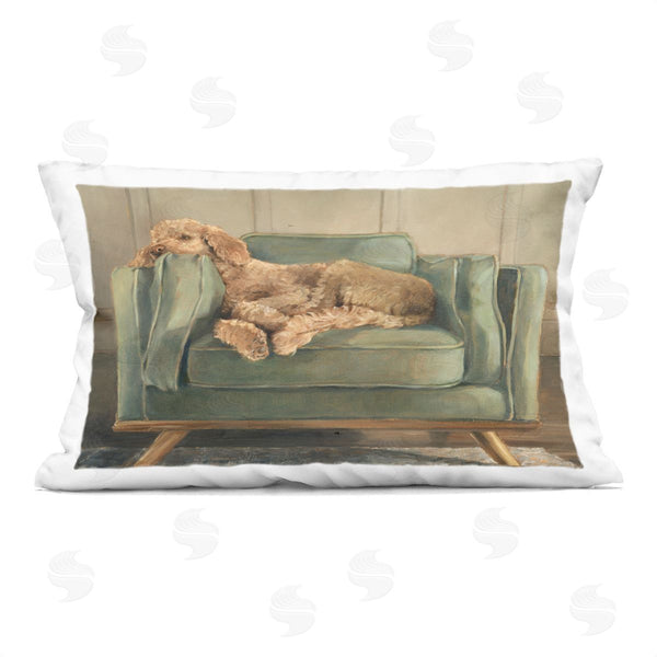 stupell industries Ethan Harper | Labradoodle Lounging on Sofa Printed Throw Pillow
