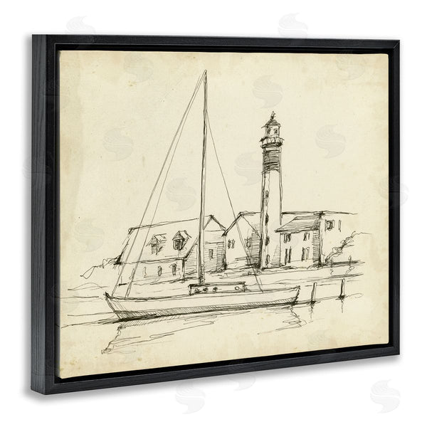 Stupell Industries Ethan Harper | Lighthouse & Boat Study