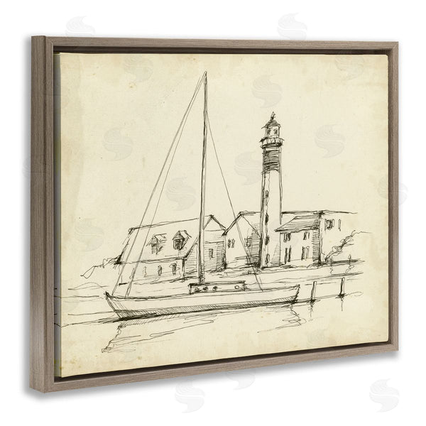 Stupell Industries Ethan Harper | Lighthouse & Boat Study