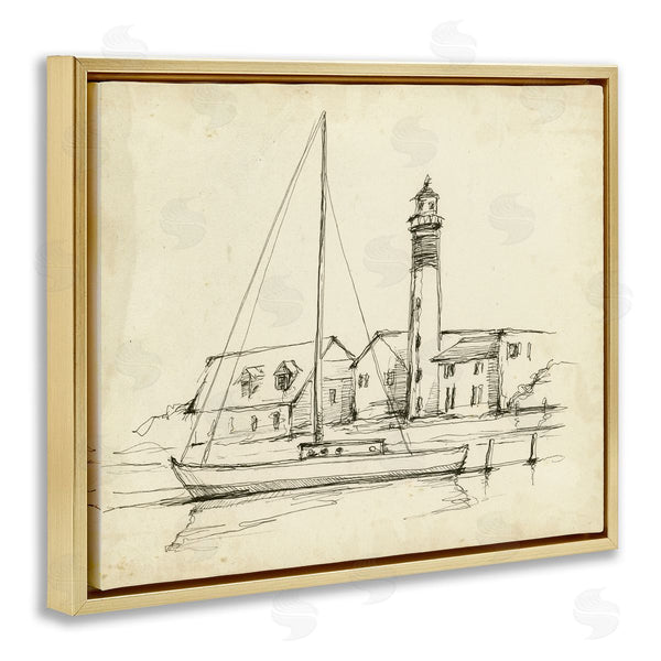 Stupell Industries Ethan Harper | Lighthouse & Boat Study