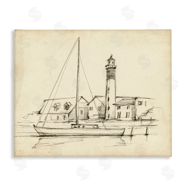 stupell industries Ethan Harper | Lighthouse & Boat Study
