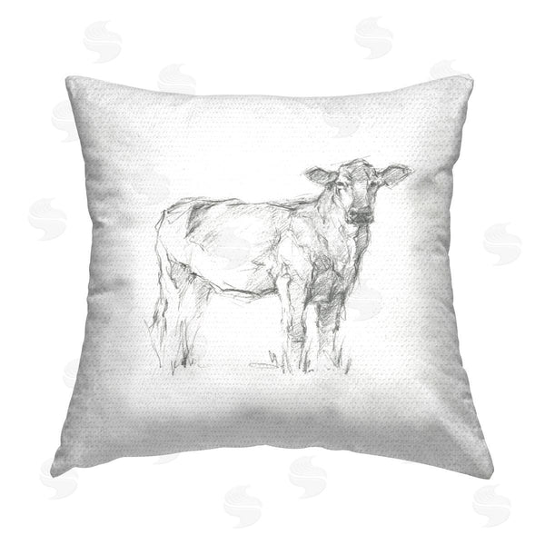 Stupell Industries Ethan Harper | Minimal Cow Sketch Style Printed Throw Pillow