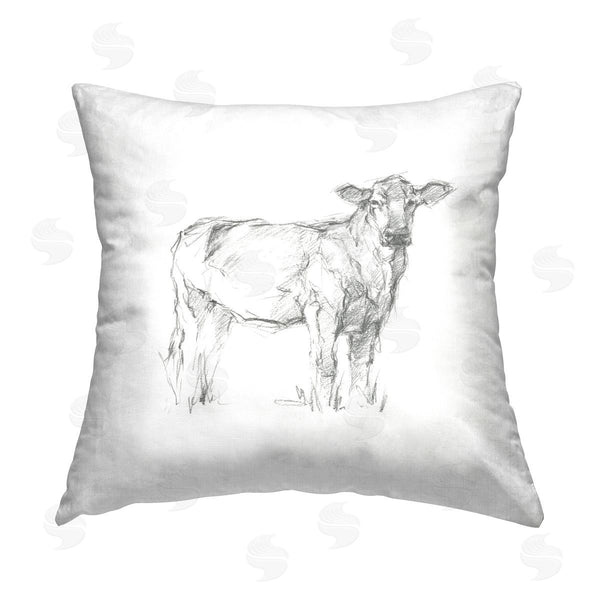 stupell industries Ethan Harper | Minimal Cow Sketch Style Printed Throw Pillow