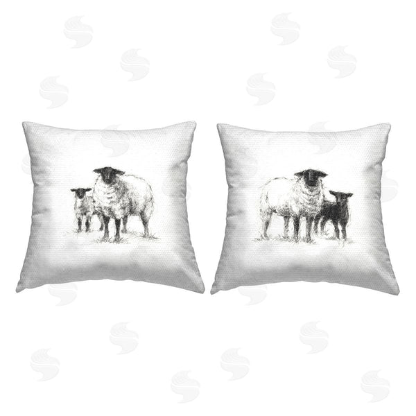 Stupell Industries Ethan Harper | Minimal Sheep On White Printed Throw Pillow Set